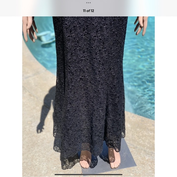 Vtg 💋 Gunne Sax Jessica McClintock Sz 3/4 Floral lace sparkle overlay Dress - Picture 7 of 10